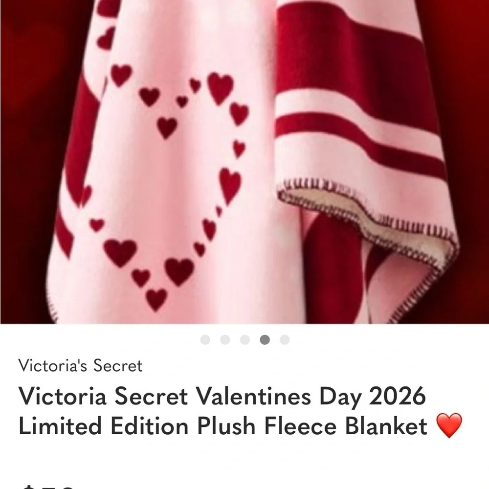 VICTORIA'S SECRET SHERPA FLEECE BLANKET 2026 PINK THROW VALENTINES DAY 50